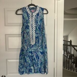 Lilly Pulitzer Jane Shift Dress Canopy Chaos Sleeveless Appliqué